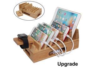 Pezin & Hulin Bamboo Charging Station Holder, Wood Docking Stand Organizer for Multiple Devices, Phones, Tablets, Laptop, with Bonus Stand for Watch Charge (Without USB Charger and Cables) Pezin & Hulin Bamboo Charging Station Holder, Wood Docking Stand Organizer for Multiple Devices, Phones, Tablets, Laptop, with Bonus Stand for Watch Charge (Without USB Charger and Cables)