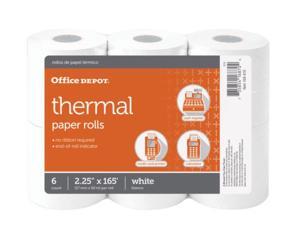 Office Depot Thermal Paper Rolls, 2 1/4in. x 165ft., White, Pack Of 6, 108610 Office Depot Thermal Paper Rolls, 2 1/4in. x 165ft., White, Pack Of 6, 108610