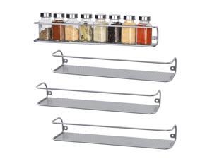 NEX Spice Racks Wall Mounted Spice Storage Silver- 4 Pack Large (NX-KD62-11) NEX Spice Racks Wall Mounted Spice Storage Silver- 4 Pack Large (NX-KD62-11)