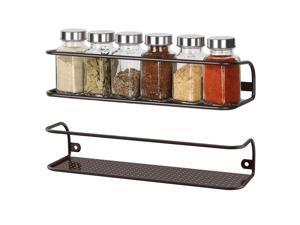 NEX Spice Racks Wall Mounted Spice Storage Brown- 2 Pack (NX-KD55-17) NEX Spice Racks Wall Mounted Spice Storage Brown- 2 Pack (NX-KD55-17)