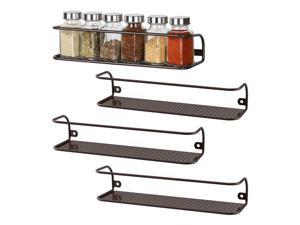NEX Wall Mount Spice Racks for Kitchen Storage Brown - Set of 4 (NX-KD57-17) NEX Wall Mount Spice Racks for Kitchen Storage Brown - Set of 4 (NX-KD57-17)