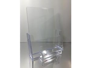 Clear Acrylic 5.5" x 8.5" Bi-Fold Countertop Brochure Holder with Business Card Holder Clear Acrylic 5.5" x 8.5" Bi-Fold Countertop Brochure Holder with Business Card Holder