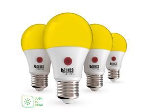 Sunco Lighting A19 LED Bulb, Yellow Bug Light, 9W (40W), Auto On/Off, Dusk-to-Dawn Photocell Sensor, Bug Repellent/Bug Free, 2000K Amber Glow - 4 Pack Sunco Lighting A19 LED Bulb, Yellow Bug Light, 9W (40W), Auto On/Off, Dusk-to-Dawn Photocell Sensor, Bug Repellent/Bug Free, 2000K Amber Glow - 4 Pack