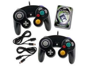 2 Black Game Cube Console with 2 Extension Cables and 128mb Memory Card (2-BLK) 2 Black Game Cube Console with 2 Extension Cables and 128mb Memory Card (2-BLK)