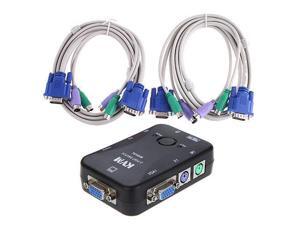 2 Port KVM Switch PS/2 Controller With 2 Cables For PC Mouse Keyboard Monitor US 2 Port KVM Switch PS/2 Controller With 2 Cables For PC Mouse Keyboard Monitor US
