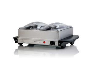 Ovente Electric Buffet Server Warming Tray Two Stainless Steel 1L Warming Pan Ovente Electric Buffet Server Warming Tray Two Stainless Steel 1L Warming Pan