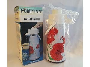 Vintage Pump Pot Insulated Drink Dispenser Thermos Red Floral Hot Cold In Box Vintage Pump Pot Insulated Drink Dispenser Thermos Red Floral Hot Cold In Box