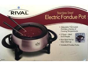 Rival ~ Stainless Steel ~ Electric Fondue Pot ~ 3 Quart ~ Non-stick ~ 8 Forks Rival ~ Stainless Steel ~ Electric Fondue Pot ~ 3 Quart ~ Non-stick ~ 8 Forks