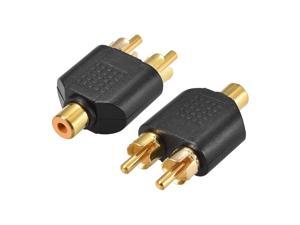 RCA Female to 2 RCA Male Connector Splitter Adapter Coupler Black 2Pcs for Stereo Audio Video AV TV Cable Convert RCA Female to 2 RCA Male Connector Splitter Adapter Coupler Black 2Pcs for Stereo Audio Video AV TV Cable Convert