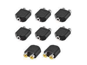 3.5mm Female to 2 RCA Female Connector Splitter Adapter Coupler Black 8Pcs for Stereo Audio Video AV TV Cable Convert 3.5mm Female to 2 RCA Female Connector Splitter Adapter Coupler Black 8Pcs for Stereo Audio Video AV TV Cable Convert