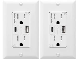 TOPGREENER 5.8A Ultra High Speed USB Type-C/A Combo Outlet, 15A Tamper-Resistant Receptacle, Compatible with iPhone 11 Pro/11/XS/MAX/XR/X, Samsung Note S9/S8/S7 & more, TU21558AC-2PCS, White 2 Pack TOPGREENER 5.8A Ultra High Speed USB Type-C/A Combo Outlet, 15A Tamper-Resistant Receptacle, Compatible with iPhone 11 Pro/11/XS/MAX/XR/X, Samsung Note S9/S8/S7 & more, TU21558AC-2PCS, White 2 Pack