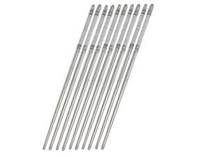 Global Bargains 5 Pairs 8.8" Long Stainless Steel Flowers Pattern Top Chopsticks Global Bargains 5 Pairs 8.8" Long Stainless Steel Flowers Pattern Top Chopsticks