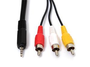 5ft/1.5m 2.5mm Jack Male Plug To 3 RCA Male Phono Audio Video AV Out Cable 5ft/1.5m 2.5mm Jack Male Plug To 3 RCA Male Phono Audio Video AV Out Cable