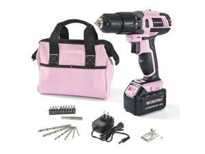 WORKPRO Pink Cordless 20V Lithium-ion Drill Driver Set (1.5Ah),1 Battery, Cha... WORKPRO Pink Cordless 20V Lithium-ion Drill Driver Set (1.5Ah),1 Battery, Cha...