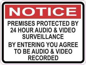 StickerTalk Notice Premises Protected by 24 Hour Surveillance Vinyl Sticker, 3 inches by 2.25 inches StickerTalk Notice Premises Protected by 24 Hour Surveillance Vinyl Sticker, 3 inches by 2.25 inches