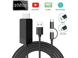 2-in-1 USB Type C/Micro USB to HDMI Cable 6.6ft, Weton MHL to HDMI Adapter 1080P HD HDTV Mirroring &Charging Cable, Digital AV Video Adapter for All Android Smartphones to TV/Projector/Monitor 2-in-1 USB Type C/Micro USB to HDMI Cable 6.6ft, Weton MHL to HDMI Adapter 1080P HD HDTV Mirroring &Charging Cable, Digital AV Video Adapter for All Android Smartphones to TV/Projector/Monitor