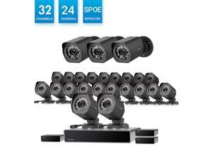 Zmodo 32 Channel 1080p HDMI NVR Simplified PoE Surveillance System 24x720p Weatherproof Security Camera, w/Repeater for Flexible Installation, 24/7 Recording & Remote Monitoring Zmodo 32 Channel 1080p HDMI NVR Simplified PoE Surveillance System 24x720p Weatherproof Security Camera, w/Repeater for Flexible Installation, 24/7 Recording & Remote Monitoring