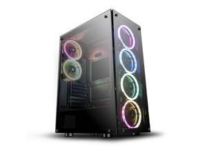 darkFlash Phantom Black ATX Mid-Tower Desktop Computer Gaming Case USB 3.0 Ports Tempered Glass Windows with 6pcs 120mm LED DR12 RGB Fans Pre-Installed darkFlash Phantom Black ATX Mid-Tower Desktop Computer Gaming Case USB 3.0 Ports Tempered Glass Windows with 6pcs 120mm LED DR12 RGB Fans Pre-Installed