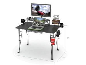 Black Gaming Desk Computer Table Monitor Stand Charging Station Cable Organizer Black Gaming Desk Computer Table Monitor Stand Charging Station Cable Organizer