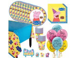 Peppa Pig Tableware Kit For 16 59 pc w/ Plates Napkins Cups Candles and Balloons Peppa Pig Tableware Kit For 16 59 pc w/ Plates Napkins Cups Candles and Balloons