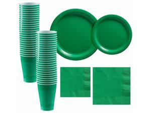 Festive Green Paper Tableware Supplies for 50 Guests Plates Napkins Festive Green Paper Tableware Supplies for 50 Guests Plates Napkins