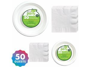 Eco-Friendly Tableware Kit, 50 Guests, Party Supplies, Plates and Napkins Eco-Friendly Tableware Kit, 50 Guests, Party Supplies, Plates and Napkins