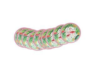 10x Pink Green Watercolor Flamingo Paper Plates Disposable Party Tableware 10x Pink Green Watercolor Flamingo Paper Plates Disposable Party Tableware