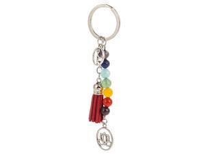 Fashion 7 Chakras Energy Gemstone Beads Lotus Flower Tassel Pendant Key Ring Fashion 7 Chakras Energy Gemstone Beads Lotus Flower Tassel Pendant Key Ring