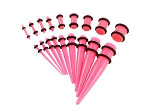 18 Pieces Ear Gauges Stretching Kit Plugs Taper 14G-00G Expanders Pink 18 Pieces Ear Gauges Stretching Kit Plugs Taper 14G-00G Expanders Pink