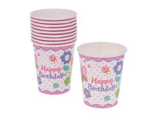 10 Pieces Happy Birthday Cups Disposable Party Tableware pink 10 Pieces Happy Birthday Cups Disposable Party Tableware pink