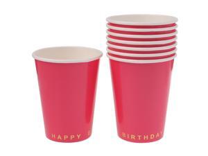 8 Pieces Bright Paper Cups Happy Birthday Party Tableware Catering Rose 8 Pieces Bright Paper Cups Happy Birthday Party Tableware Catering Rose