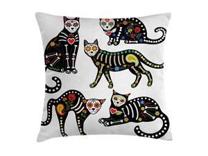 Sugar Skull Throw Pillow Cushion Cover Calavera Inspired Ornate Black Cats Mexican Style Holiday The Day of The Dead Decorative Square Accent Pillow Case 24quot X 24quot Black Yellow Sugar Skull Throw Pillow Cushion Cover Calavera Inspired Ornate Black Cats Mexican Style Holiday The Day of The Dead Decorative Square Accent Pillow Case 24quot X 24quot Black Yellow