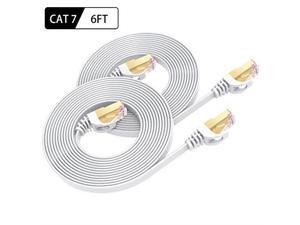 Ethernet Cable 6 Feet 2Pack High Speed Flat Internet Network Computer Patch Cord Faster Than Cat6 Cat5e Lan Wire Shielded RJ45 Connectors for Router Modem Xbox Printer White Ethernet Cable 6 Feet 2Pack High Speed Flat Internet Network Computer Patch Cord Faster Than Cat6 Cat5e Lan Wire Shielded RJ45 Connectors for Router Modem Xbox Printer White