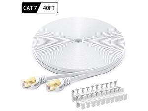 Ethernet Cable 40 Feet High Speed Flat Internet Network Computer Patch Cord Faster Than Cat6 Cat5e Lan Wire Shielded RJ45 Connectors for Router Modem Xbox Printer White Ethernet Cable 40 Feet High Speed Flat Internet Network Computer Patch Cord Faster Than Cat6 Cat5e Lan Wire Shielded RJ45 Connectors for Router Modem Xbox Printer White