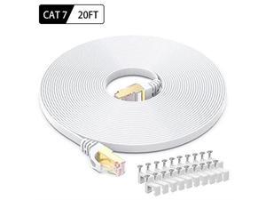 Ethernet Cable 20 Feet High Speed Flat Internet Network Computer Patch Cord Faster Than Cat6 Cat5e Lan Wire Shielded RJ45 Connectors for Router Modem Xbox Printer White Ethernet Cable 20 Feet High Speed Flat Internet Network Computer Patch Cord Faster Than Cat6 Cat5e Lan Wire Shielded RJ45 Connectors for Router Modem Xbox Printer White