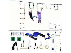 Ninja Line Obstacle Course Kit Monkey Bar Kit 56 Foot Kids Slackline Hanging Obstacle Course Set Extreme Training Equipment for Outdoor Play Family Paly Together Ninja Line Obstacle Course Kit Monkey Bar Kit 56 Foot Kids Slackline Hanging Obstacle Course Set Extreme Training Equipment for Outdoor Play Family Paly Together