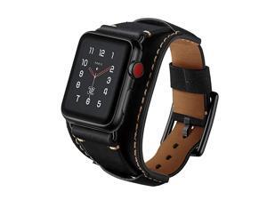 Compatible with Apple Watch Band 40mm Series 54 Apple Watch Band 38mm Series 321Genuine Leather Strap with Stainless Clasp for iWatch Series 5 4 3 2 1 Black 38mm40mm Compatible with Apple Watch Band 40mm Series 54 Apple Watch Band 38mm Series 321Genuine Leather Strap with Stainless Clasp for iWatch Series 5 4 3 2 1 Black 38mm40mm