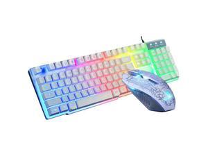 Keyboard Rainbow Backlit Wired Gaming Keyboard Mouse Combo, LED 104 Keys USB Keyboard, 1600DPI 6 Button Mouse for Windows PC Gamer Desktop, Computer Smart TV , White Keyboard Rainbow Backlit Wired Gaming Keyboard Mouse Combo, LED 104 Keys USB Keyboard, 1600DPI 6 Button Mouse for Windows PC Gamer Desktop, Computer Smart TV , White