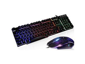 Keyboard Rainbow Backlit Wired Gaming Keyboard Mouse Combo, LED 104 Keys USB Keyboard, 1600DPI 6 Button Mouse for Windows PC Gamer Desktop, Computer Smart TV , Black Keyboard Rainbow Backlit Wired Gaming Keyboard Mouse Combo, LED 104 Keys USB Keyboard, 1600DPI 6 Button Mouse for Windows PC Gamer Desktop, Computer Smart TV , Black