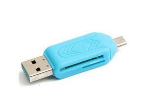 2-IN-1 Micro USB OTG to USB 2.0 Adapter TF SD SDXC Memory Card Reader For PC Android Smartphone Blue Color 2-IN-1 Micro USB OTG to USB 2.0 Adapter TF SD SDXC Memory Card Reader For PC Android Smartphone Blue Color