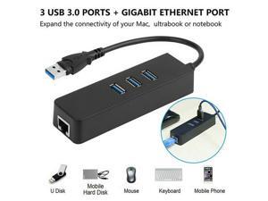3 Port USB 3.0 Hub + Gigabit Ethernet Port Lan RJ45 Network Adapter Hub Up to 1000Mbps, USB Extension for PC, MacBook, Mac, Laptops 3 Port USB 3.0 Hub + Gigabit Ethernet Port Lan RJ45 Network Adapter Hub Up to 1000Mbps, USB Extension for PC, MacBook, Mac, Laptops