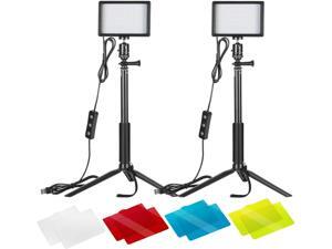 2 Packs Dimmable 5600K USB LED Video Light with Adjustable Tripod Stand/Color Filters for Tabletop/Low Angle Shooting, Colorful LED Lighting, Product Portrait YouTube Video Photography 2 Packs Dimmable 5600K USB LED Video Light with Adjustable Tripod Stand/Color Filters for Tabletop/Low Angle Shooting, Colorful LED Lighting, Product Portrait YouTube Video Photography