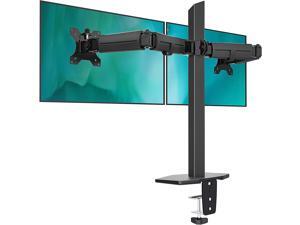 Dual Arm Monitor Stand - Full Adjustable Computer Desk Mount VESA Mount with C Clamp/Grommet Mounting for 17 to 32 Inch Computer Screens Dual Arm Monitor Stand - Full Adjustable Computer Desk Mount VESA Mount with C Clamp/Grommet Mounting for 17 to 32 Inch Computer Screens
