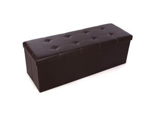 43" Faux Leather Folding Storage Ottoman Bench, Storage Chest / Footrest / Padded Seat 43" Faux Leather Folding Storage Ottoman Bench, Storage Chest / Footrest / Padded Seat
