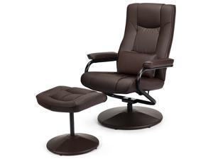 Recliner Chair Swivel Armchair Lounge w/ Ottoman&Lumbar Support Brown Recliner Chair Swivel Armchair Lounge w/ Ottoman&Lumbar Support Brown