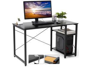 Gome Home Office Computer Desk with Shelves - 47 Inch Large Writing Study Desk with Storage Bookshelf, Modern Simple PC Desk for Small Space, Industrial Work Wood Desk Easy Assemble Gome Home Office Computer Desk with Shelves - 47 Inch Large Writing Study Desk with Storage Bookshelf, Modern Simple PC Desk for Small Space, Industrial Work Wood Desk Easy Assemble