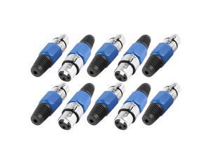 10 Pcs Female 3P Audio Microphone Cable XLR Connector Adapter Blue Silver Tone 10 Pcs Female 3P Audio Microphone Cable XLR Connector Adapter Blue Silver Tone