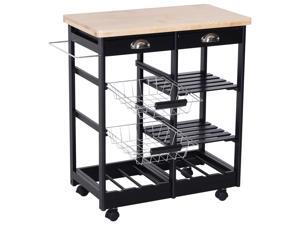 Rolling Kitchen Island Trolley Multifunction Storage Cart w/ Basket Shelves Rolling Kitchen Island Trolley Multifunction Storage Cart w/ Basket Shelves