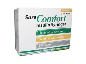 Sure Comfort Insulin Syringes 30 Gauge 1cc 5/16 in - 100 ea Sure Comfort Insulin Syringes 30 Gauge 1cc 5/16 in - 100 ea