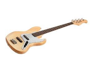 Monoprice Electric Bass - Natural With Gig Bag, Flamed Maple - Indio Jamm Monoprice Electric Bass - Natural With Gig Bag, Flamed Maple - Indio Jamm